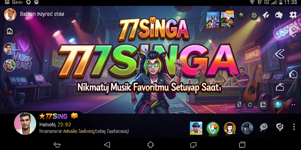 Screenshot memperlihatkan pengguna menyanyi dengan antusias di 77SINGA.
