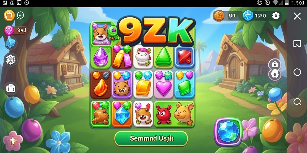 Screenshot gameplay 99ZK yang menampilkan tantangan Match-3.