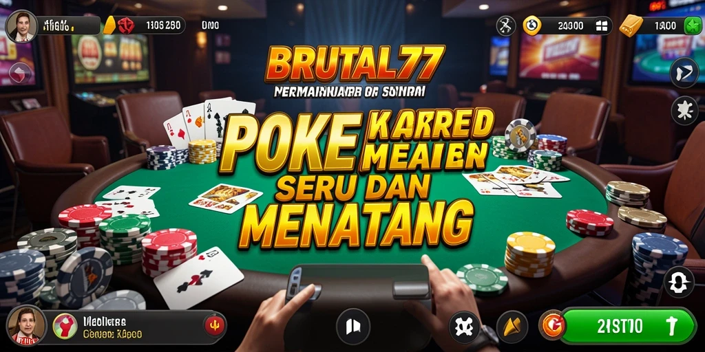 Screenshot gameplay BRUTAL77 yang menampilkan tindakanPoker yang mendebarkan.