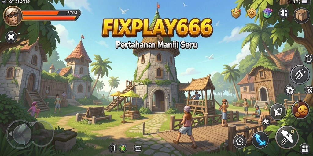 Tampilan gameplay FIXPLAY666 yang menarik dengan pertahanan menara yang dinamis.