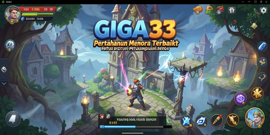 Screenshot GIGA33 memperlihatkan aksi pertahanan menara yang epik.