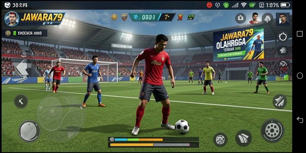 Tampilan menarik dari gameplay olahraga JAWARA79 yang seru.