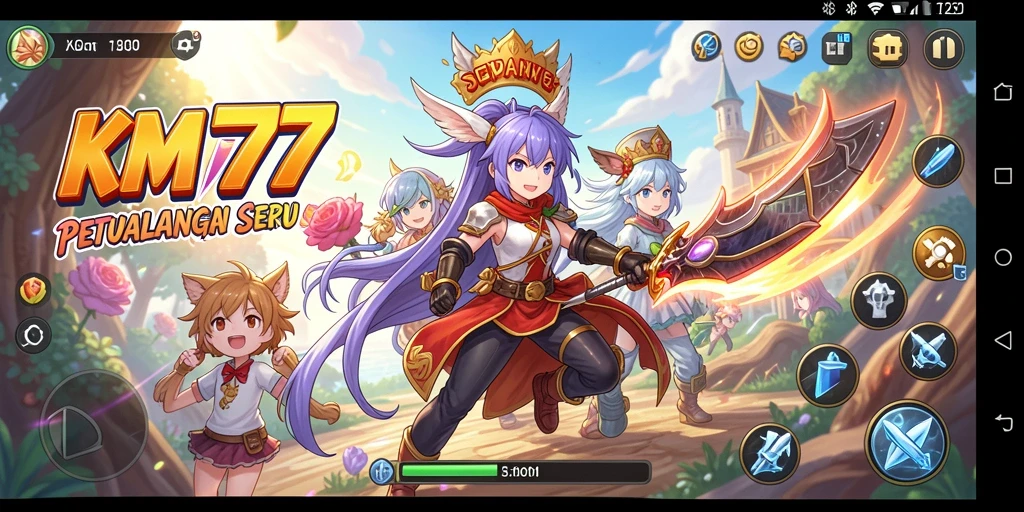 Gameplay seru KM777 dengan karakter anime yang dinamis.