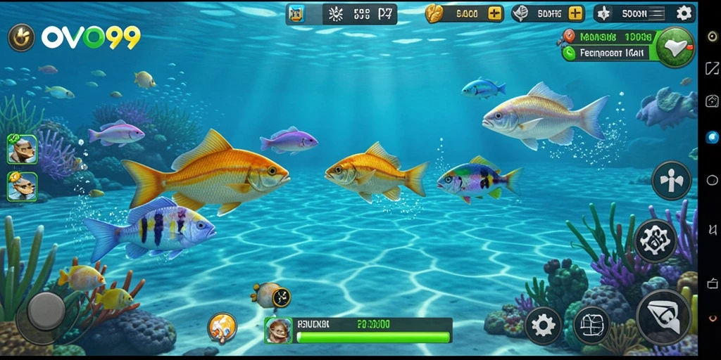 Tampilan gameplay OVO99 yang menarik dan imersif saat memancing.