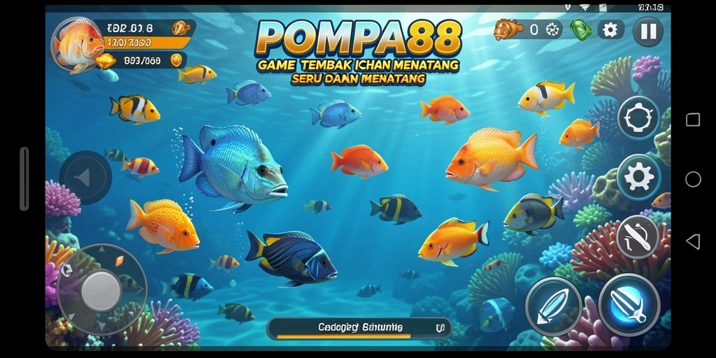 Screenshot gameplay POMPA88 menampilkan aksi Tembak Ikan yang seru.