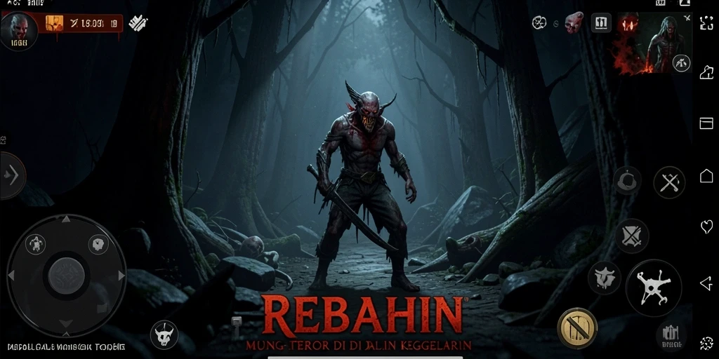 Pengalaman gameplay menegangkan di REBAHIN dengan suasana Horror yang mencekam.