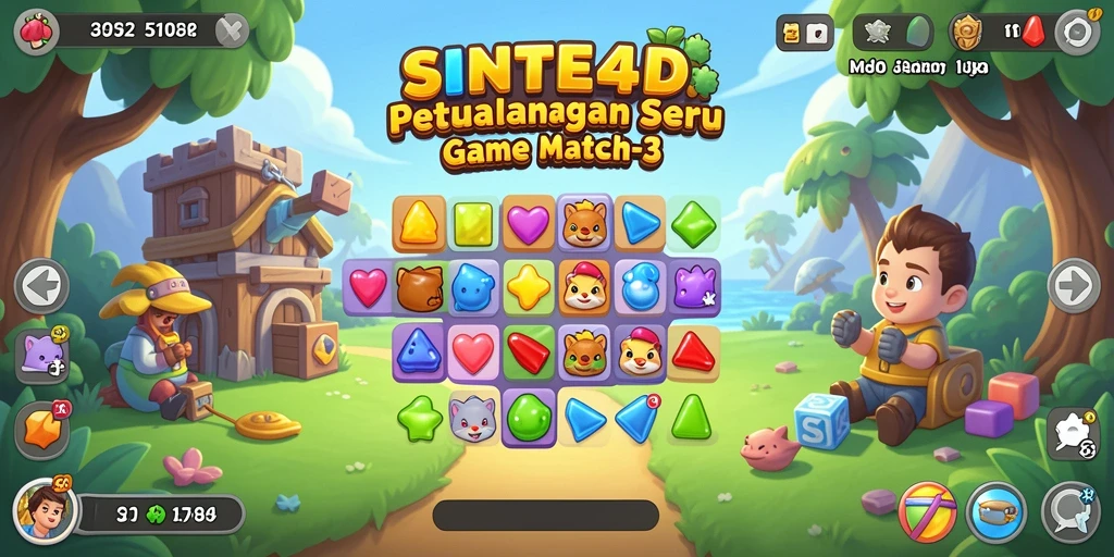 Tampilan gameplay SINTE4D yang penuh warna dan menyenangkan.